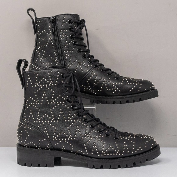 Jimmy Choo Cruz Flat Star Studded Black Leather Boot Size 38 EU (8 US) - Picture 2 of 8